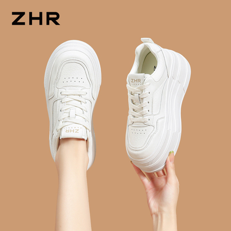 13675381.【ZHR则则】厚底小白鞋圆头系带厚底女鞋[PU]