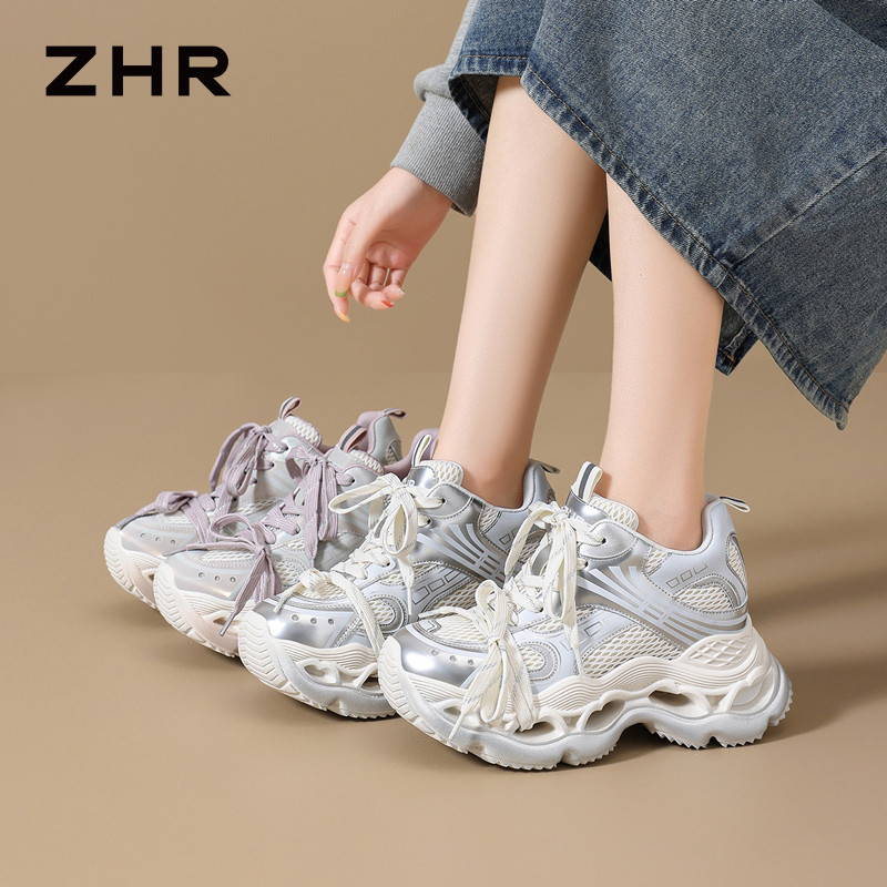 13675329.【ZHR则则】内增高老爹鞋圆头系带厚底女鞋[猪皮软垫]