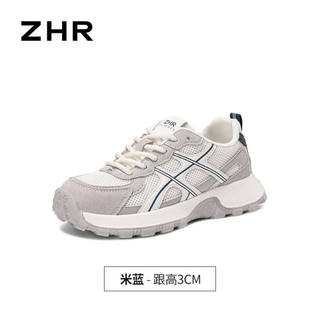 13675356.【ZHR则则】阿甘鞋圆头系带厚底女鞋[PU+仿牛绒+网布]