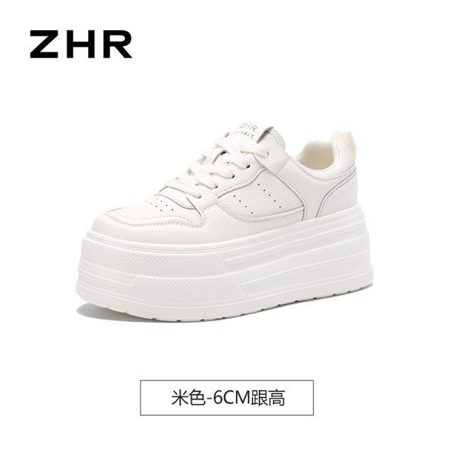 13675323.【ZHR则则】厚底小白鞋圆头系带厚底女鞋[PU]