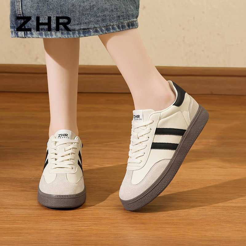 13675373.【ZHR则则】薄底德训鞋圆头系带厚底女鞋[PU+猪巴戈]