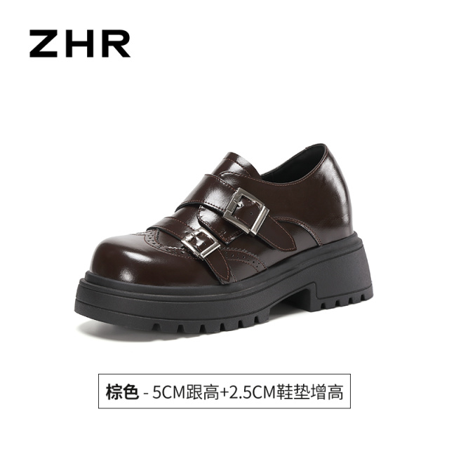 13675355.【ZHR则则】深口单鞋圆头魔术贴厚底女鞋[PU]