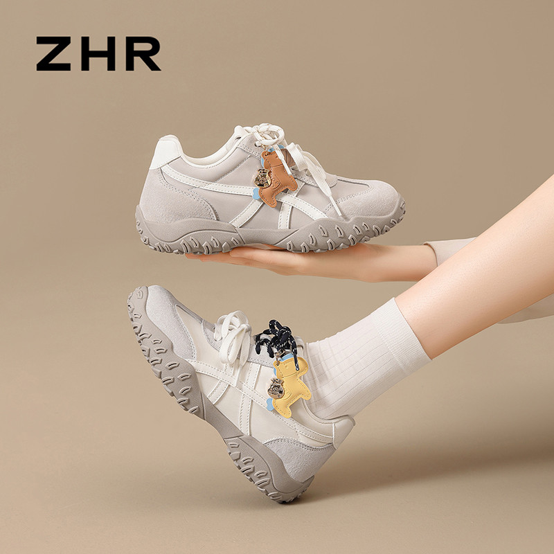 13675336.【ZHR则则】内增高阿甘鞋圆头系带厚底女鞋[头层猪皮+雨伞布+仿超纤]