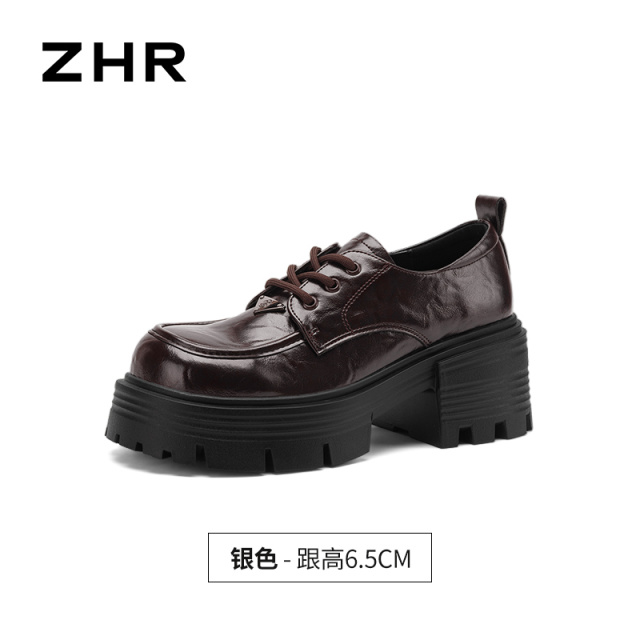 13675379.【ZHR则则】深口单鞋圆头系带厚底女鞋[PU]