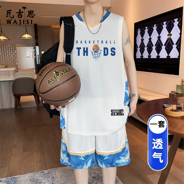 13676530.男夏季篮球服套装无袖背心短裤速干透气初中高中学生青少年运动服