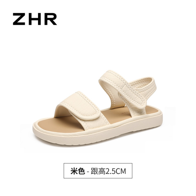 13844644.【ZHR则则】平底凉鞋露趾魔术贴女鞋[PU]
