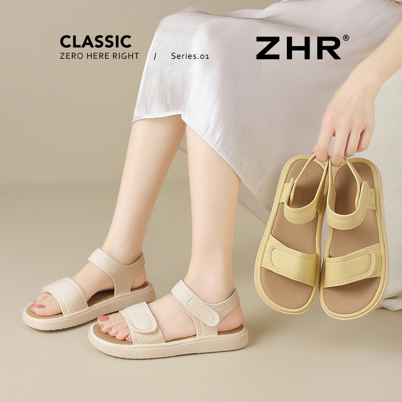 13844644.【ZHR则则】平底凉鞋露趾魔术贴女鞋[PU]
