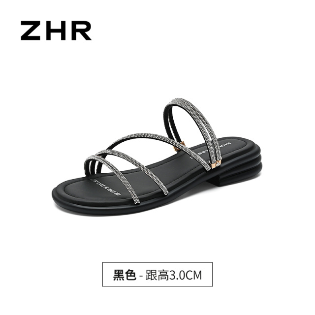 13678185.【ZHR则则】平底凉鞋露趾套脚女鞋[PU]