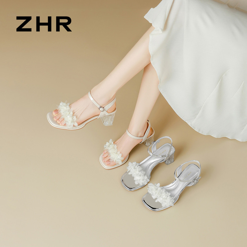 13794822.【ZHR则则】粗跟凉鞋露趾套脚女鞋[PU+TPU]