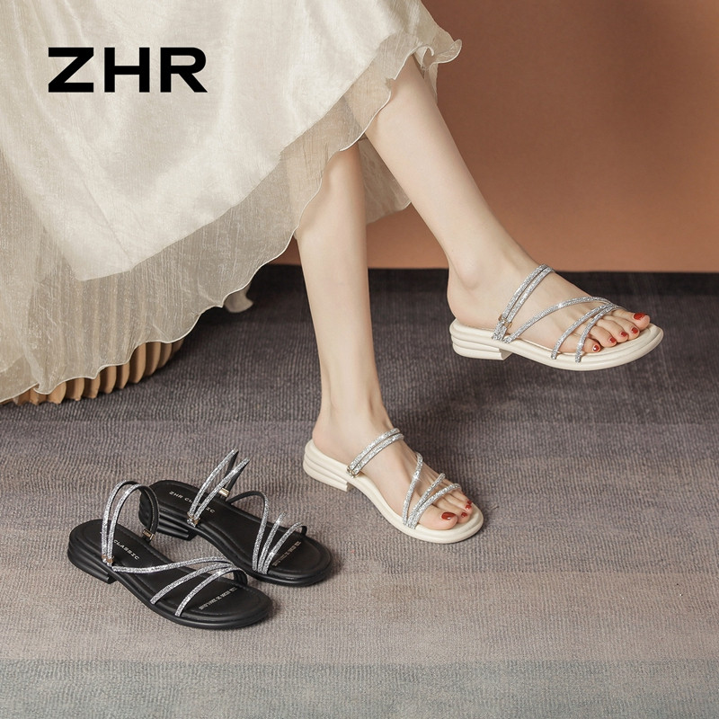 13678185.【ZHR则则】平底凉鞋露趾套脚女鞋[PU]