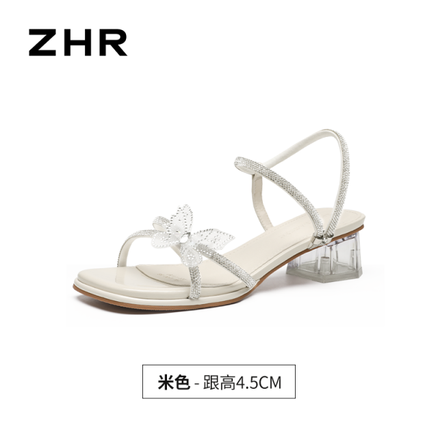 13678192.【ZHR则则】粗跟凉鞋露趾套脚女鞋[PU]