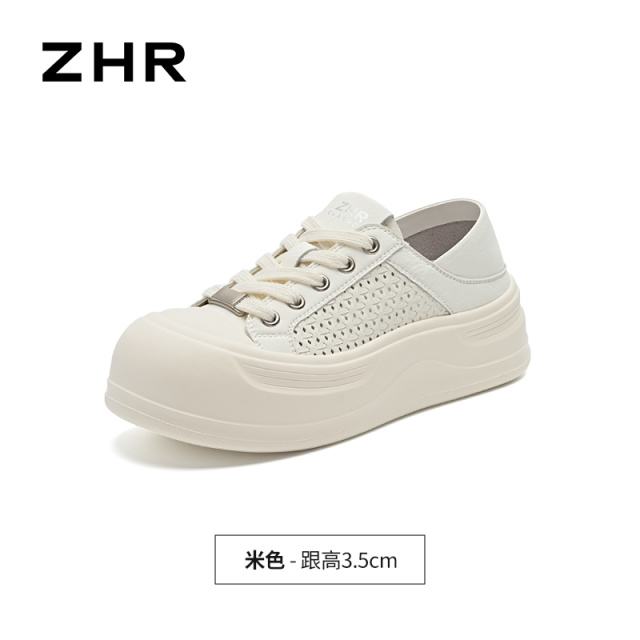 13678237.【ZHR则则】厚底小白鞋圆头系带女鞋[猪皮软垫]