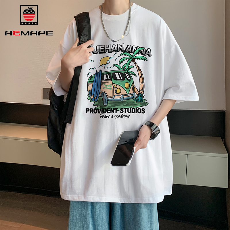 13678463.AEMAPE【纯棉】短袖T恤男夏季亲肤透气短袖青少年潮流印花T恤衫