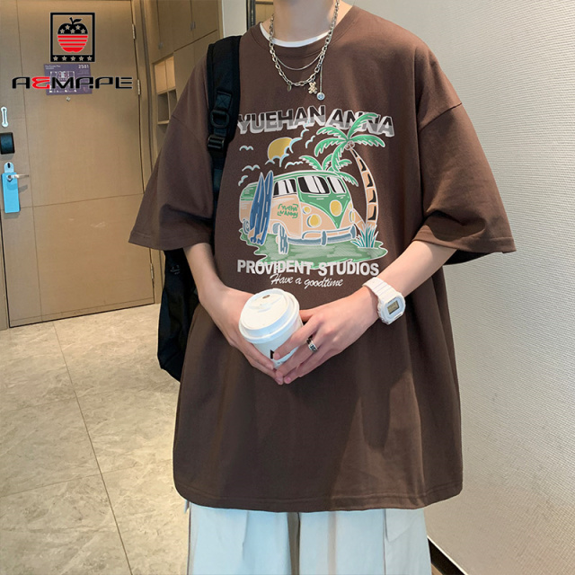 13678463.AEMAPE【纯棉】短袖T恤男夏季亲肤透气短袖青少年潮流印花T恤衫