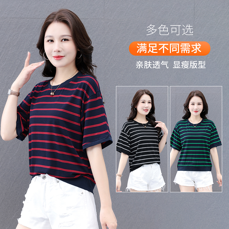 13678615.7-CY夏季新款女式时尚条纹圆领短袖T恤【7-CY女装XJ】