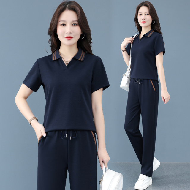 13678627.7-CY夏季新款女式时尚休闲翻领长裤套装【7-CY女装XJ】