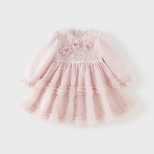 13678699.戴维贝拉女童网纱连衣裙秋装新款儿童礼服裙宝宝公主风裙子