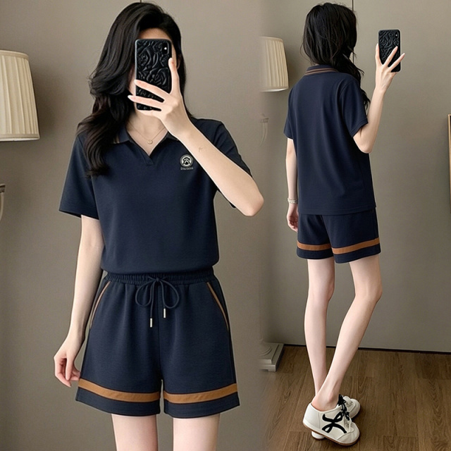 13678621.7-CY夏季新款女式时尚休闲翻领五分裤套装【7-CY女装XJ】