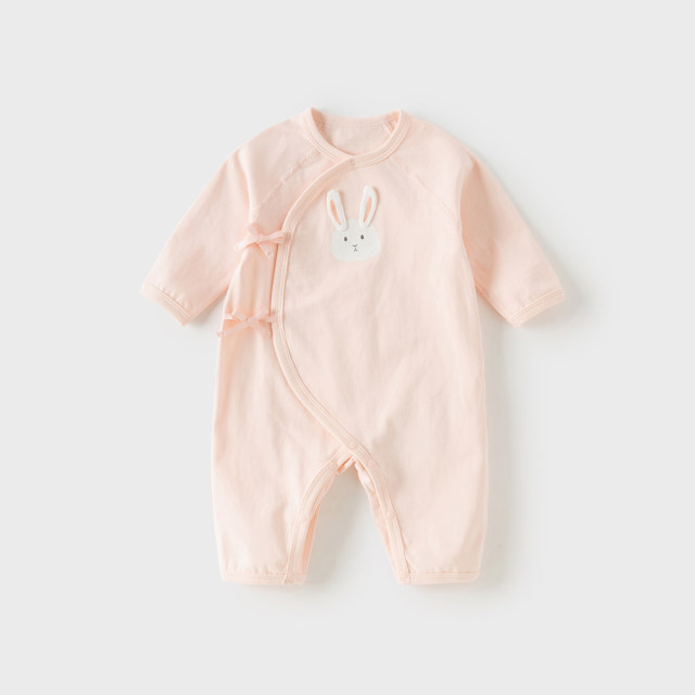 13679769.戴维贝拉新生儿系带哈衣秋装新款男宝爬服女宝宝纯棉连体衣