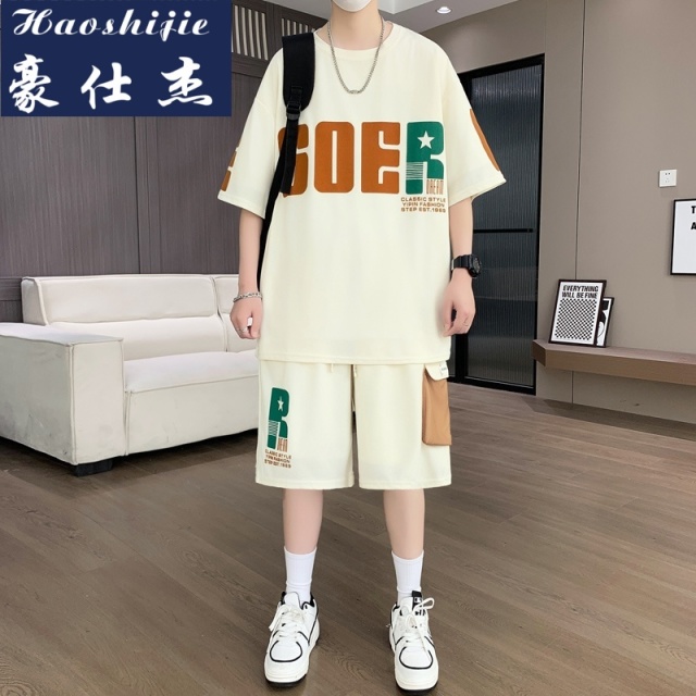 13681644.《百搭潮流》夏季新款男士运动套装青少年时尚休闲宽松两件套