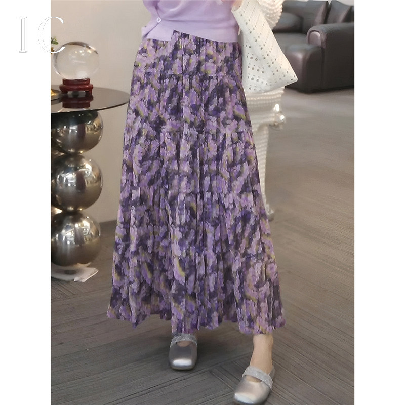 13682523.通勤薰衣草碎花显瘦半裙