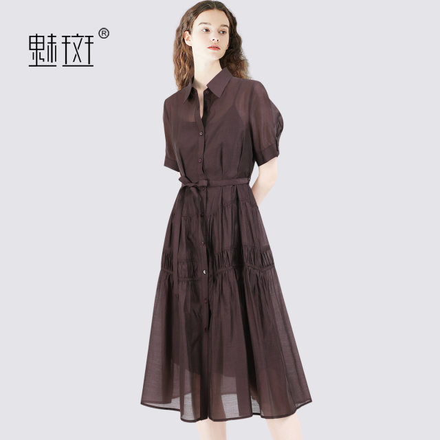 13684202.魅斑Polo领连衣裙裙子