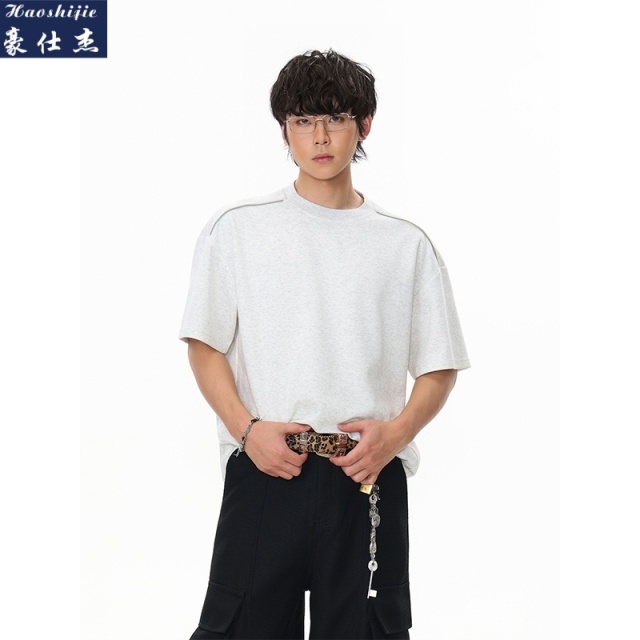 13683485.《休闲潮流》夏季新款男士舒适休闲T恤圆领短袖打底衫