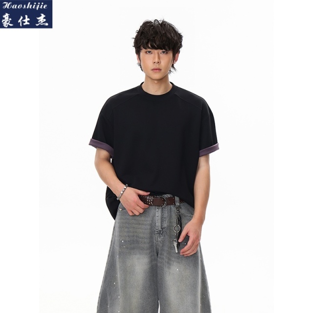 13683483.《百搭潮流》夏季新款男士潮流休闲T恤圆领短袖打底衫