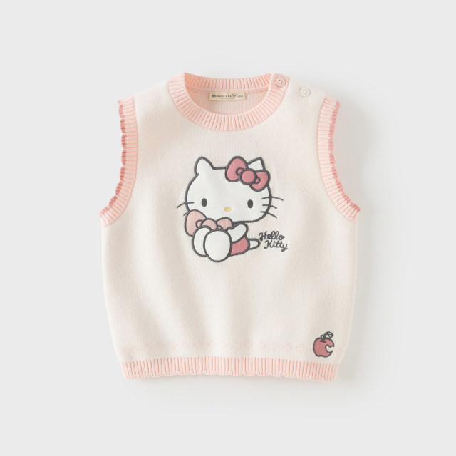 13685020.Hello Kitty联名戴维贝拉女童毛衣背心秋装新款宝宝针织马甲