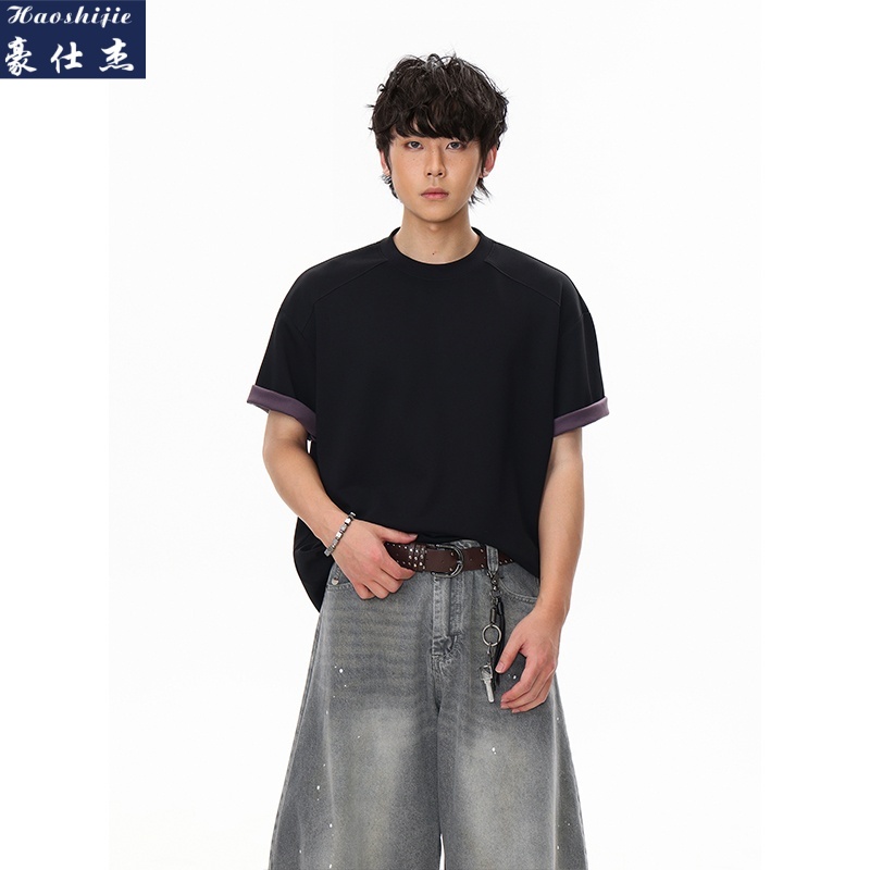 13683483.《百搭潮流》夏季新款男士潮流休闲T恤圆领短袖打底衫