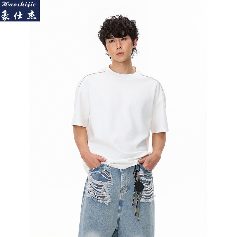 13683485.《休闲潮流》夏季新款男士舒适休闲T恤圆领短袖打底衫