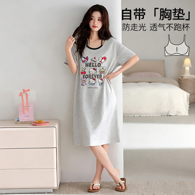 13686099.品彩【自带胸垫防走光】甜美减龄少女短袖睡裙可外穿ZH92630