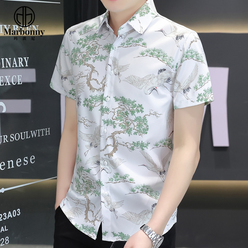 13686350.青少年夏冰丝数码印花爆款短袖舒适休闲衬衫