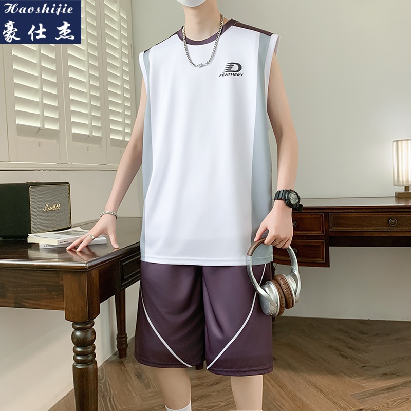 13686726.《休闲潮流》夏季新款背心篮球服套装背心短裤套装