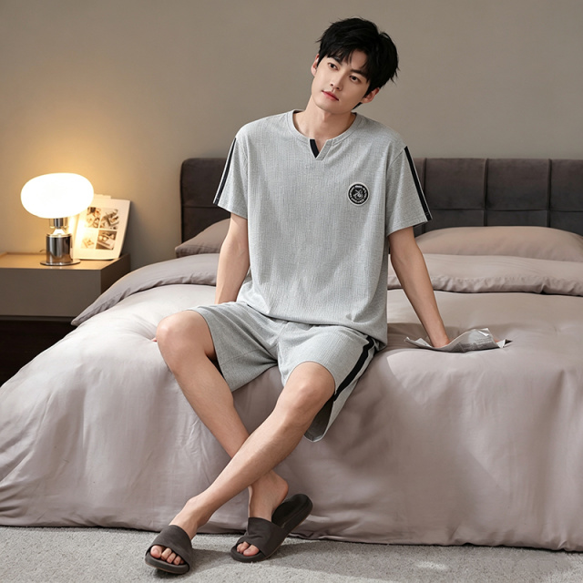 13686093.品彩【凉感爽滑莫代尔】时髦帅气男士家居服短袖短裤套装7490