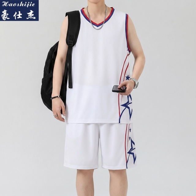 13686722.《舒适透气》夏季新款篮球服背心套装男士休闲速干凉感运动