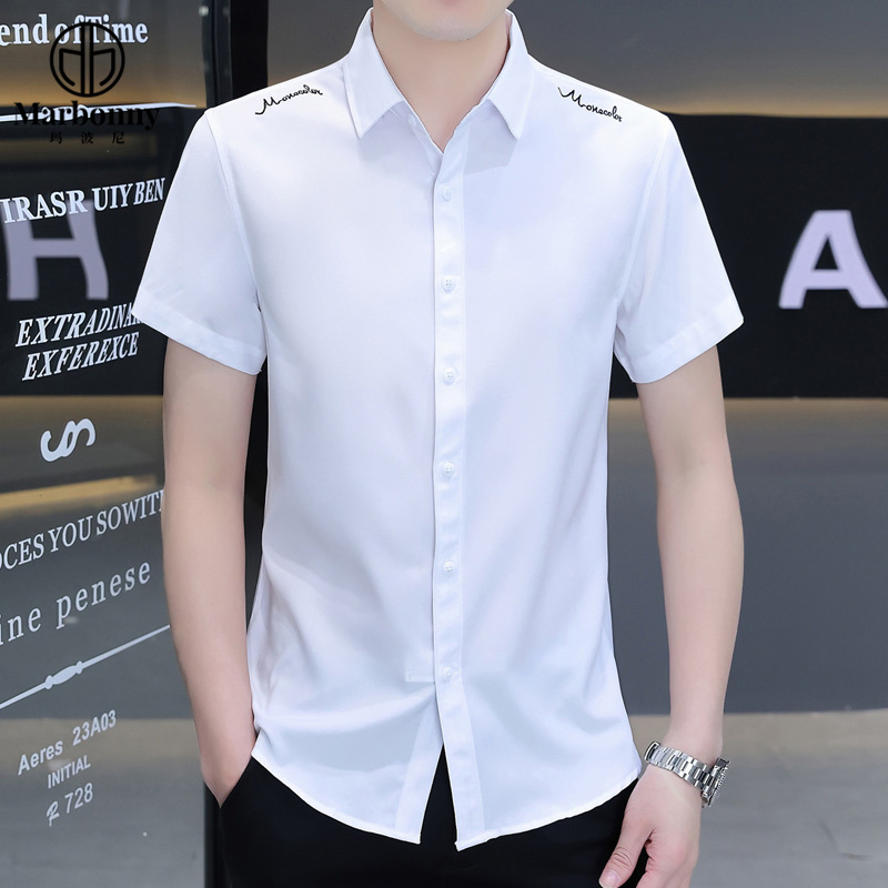 13686338.青少年夏季休闲刺绣爆款新款短袖休闲衬衫