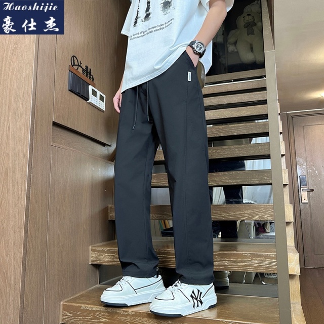 13686723.《休闲舒适》夏季新款冰丝裤束脚直筒两穿微弹力休闲冰感长裤