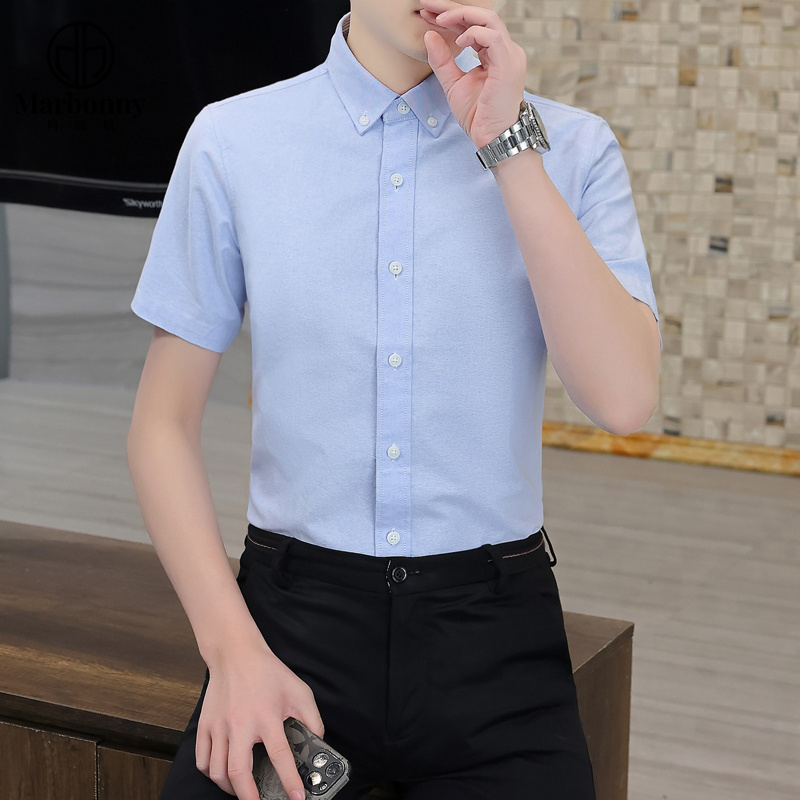 13686344.男士夏季100%纯棉牛津纺商务休闲短袖
