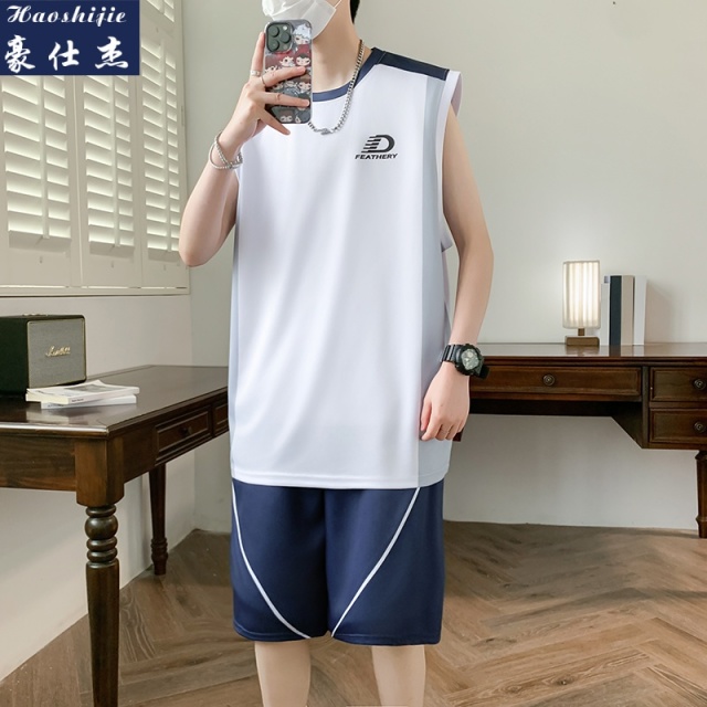 13686726.《休闲潮流》夏季新款背心篮球服套装背心短裤套装