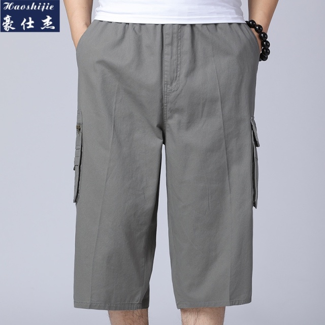 13685692.《简约潮流》夏季工装裤中老年男士宽松运动沙滩裤七分裤休闲裤