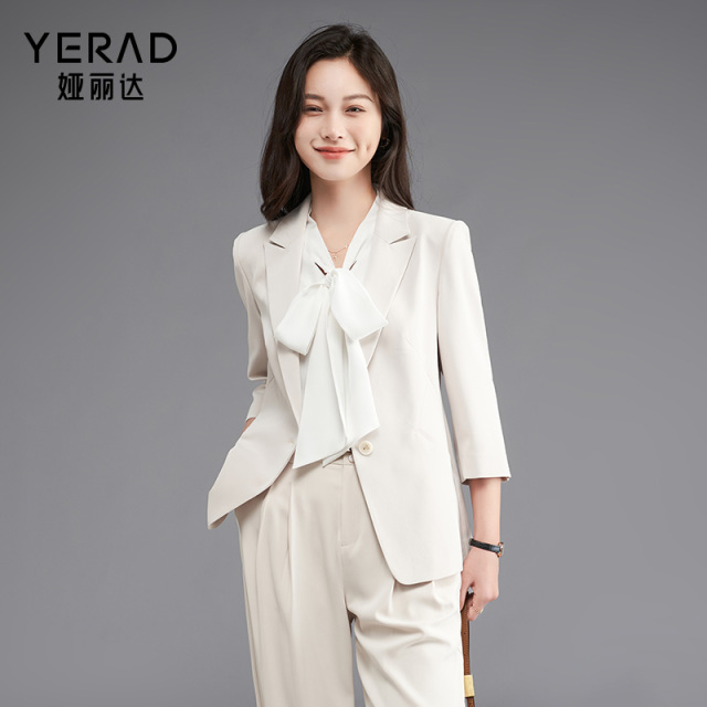 13687264.【娅丽达】气质通勤轻薄西装外套女简约时尚百搭七分袖西服女