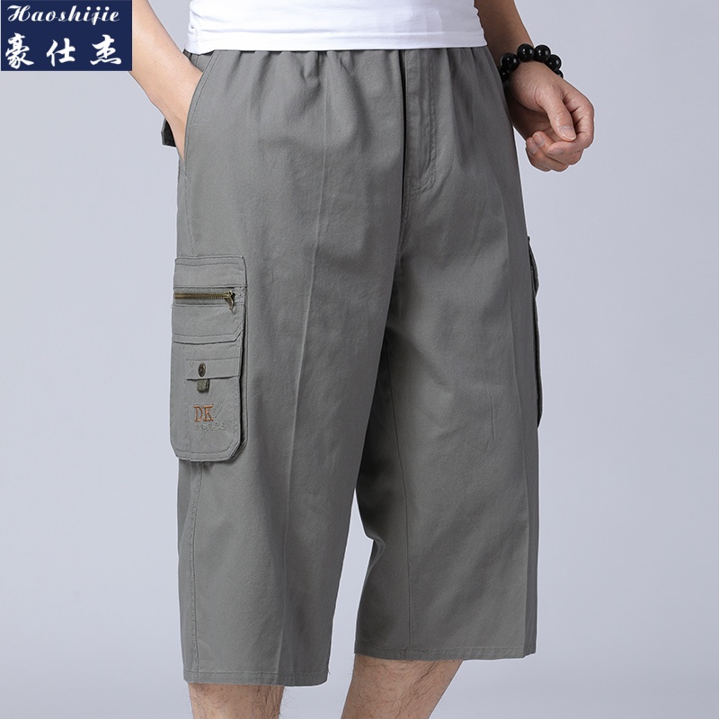 13685692.《简约潮流》夏季工装裤中老年男士宽松运动沙滩裤七分裤休闲裤