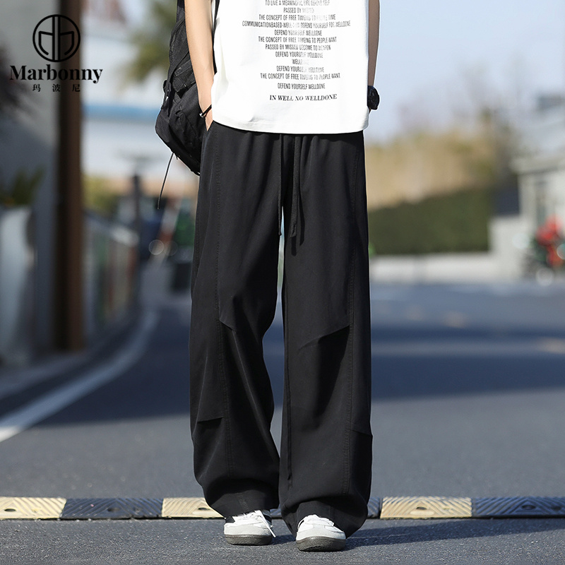 13686383.莱赛尔天丝美式男士春夏季新款垂感宽松直筒休闲长裤子