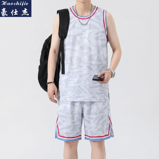 13686724.《休闲潮流》夏季新款篮球服背心套装迷彩休闲速干凉感运动套