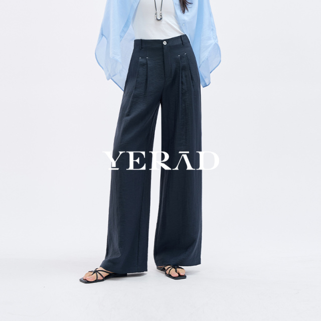 13687215.【娅丽达】优雅随行·松弛感窄版阔腿裤女含麻休闲裤女百搭