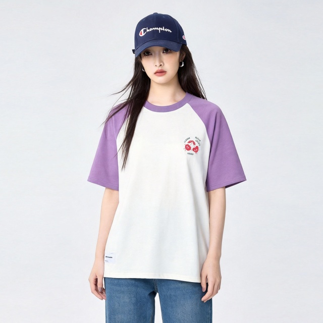 13715411.it ccaabb 夏季重磅纯棉合身女款短袖T恤拼色圆领亲肤舒适
