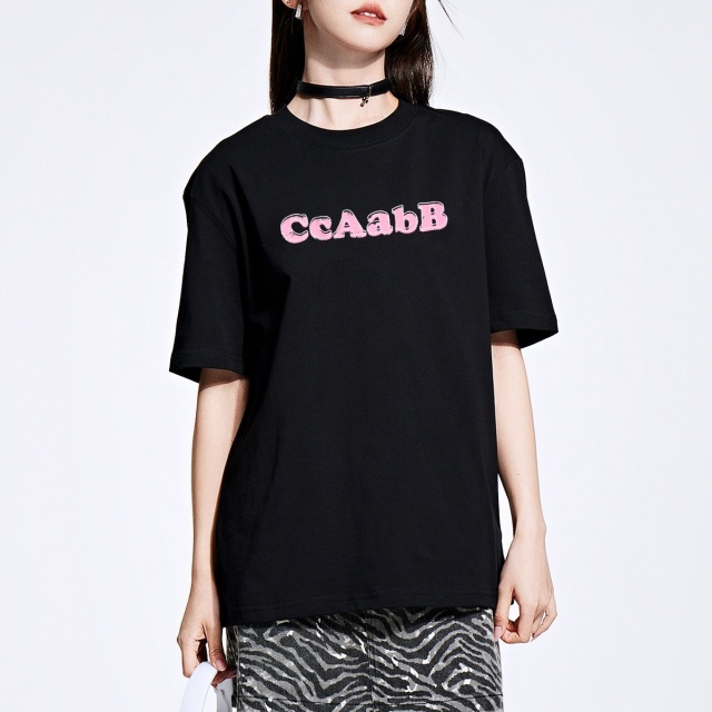 13715394.it ccaabb女装夏季休闲宽松简约透气圆领短袖T恤亲肤