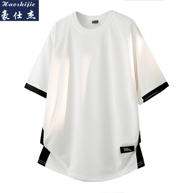 13691687.《舒适透气》夏季新款透气速干冰丝短袖T恤运动透气网眼篮球服上衣