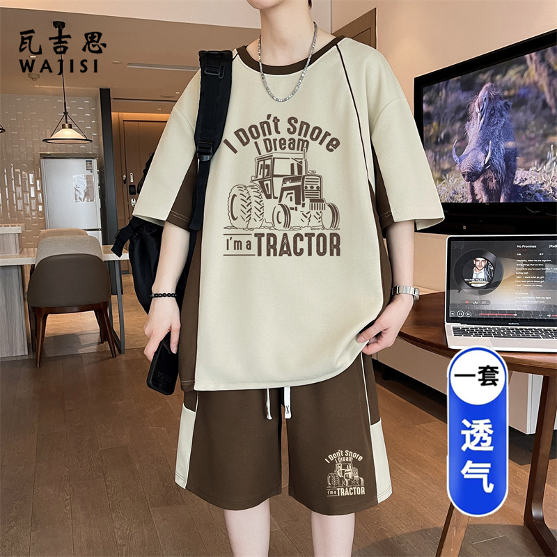13691325.高级感短袖短裤套装男大童夏季初高中学生t恤青少年酷帅穿搭一套